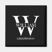 Persoonlijk Bruidsjonker Monogram & Naam Magneet (Voorkant)