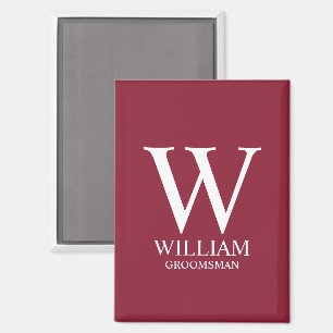 Persoonlijk Bruidsjonker Monogram & Naam Magneet