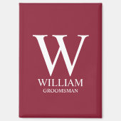 Persoonlijk Bruidsjonker Monogram & Naam Magneet (Voorkant)