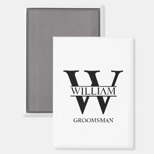 Persoonlijk Bruidsjonker Monogram & Naam Magneet
