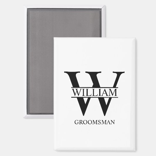Persoonlijk Bruidsjonker Monogram & Naam Magneet (Voorkant / Achterkant)