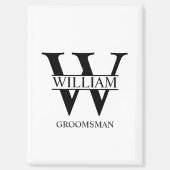 Persoonlijk Bruidsjonker Monogram & Naam Magneet (Voorkant)