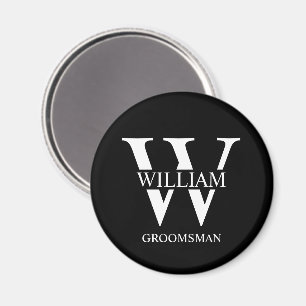 Persoonlijk Bruidsjonker Monogram & Naam Magneet