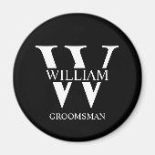 Persoonlijk Bruidsjonker Monogram & Naam Magneet (Voorkant)