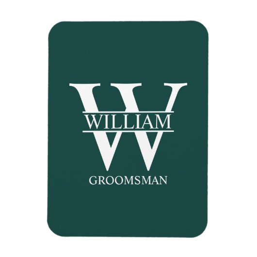 Persoonlijk Bruidsjonker Monogram & Naam Magneet (Verticaal)