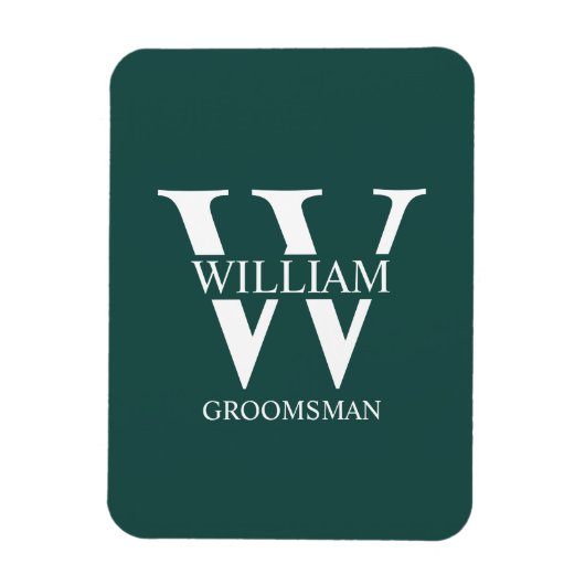 Persoonlijk Bruidsjonker Monogram & Naam Magneet (Verticaal)