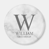 Persoonlijk Bruidsjonker Monogram & Naam Magneet (Voorkant)