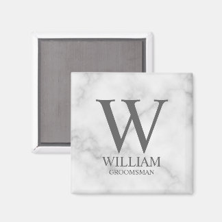 Persoonlijk Bruidsjonker Monogram & Naam Magneet