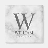 Persoonlijk Bruidsjonker Monogram & Naam Magneet (Voorkant)