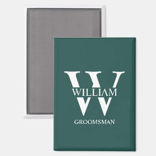 Persoonlijk Bruidsjonker Monogram & Naam Magneet