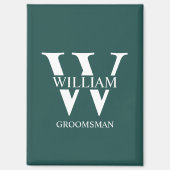 Persoonlijk Bruidsjonker Monogram & Naam Magneet (Voorkant)