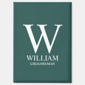 Persoonlijk Bruidsjonker Monogram & Naam Magneet (Voorkant)