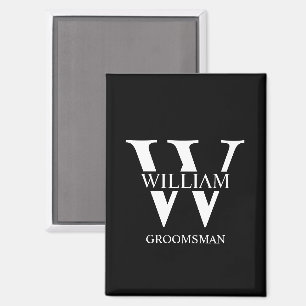 Persoonlijk Bruidsjonker Monogram & Naam Magneet