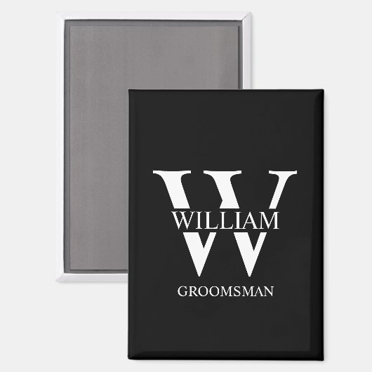 Persoonlijk Bruidsjonker Monogram & Naam Magneet (Voorkant / Achterkant)