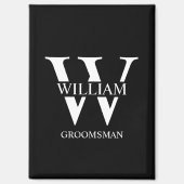 Persoonlijk Bruidsjonker Monogram & Naam Magneet (Voorkant)