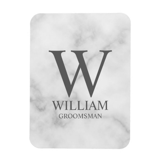 Persoonlijk Bruidsjonker Monogram & Naam Magneet (Verticaal)