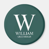 Persoonlijk Bruidsjonker Monogram & Naam Magneet (Voorkant)
