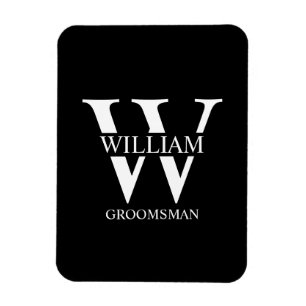 Persoonlijk Bruidsjonker Monogram & Naam Magneet