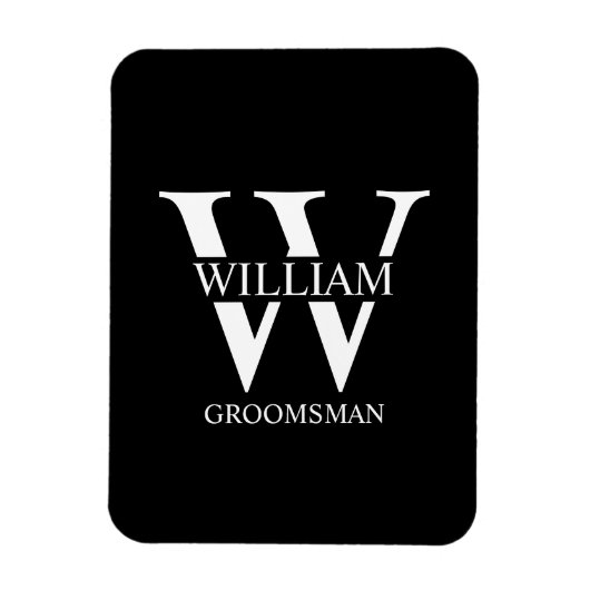 Persoonlijk Bruidsjonker Monogram & Naam Magneet (Verticaal)