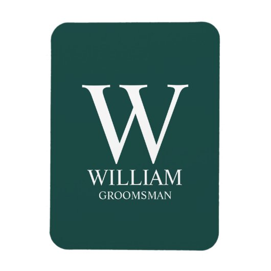 Persoonlijk Bruidsjonker Monogram & Naam Magneet (Verticaal)
