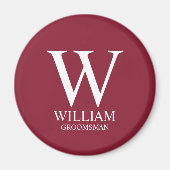 Persoonlijk Bruidsjonker Monogram & Naam Magneet (Voorkant)