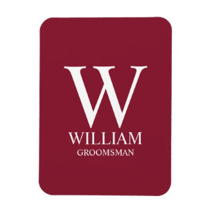 Persoonlijk Bruidsjonker Monogram & Naam Magneet