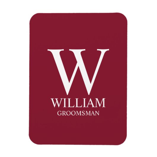 Persoonlijk Bruidsjonker Monogram & Naam Magneet (Verticaal)