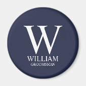 Persoonlijk Bruidsjonker Monogram & Naam Magneet (Voorkant)