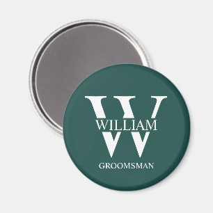 Persoonlijk Bruidsjonker Monogram & Naam Magneet