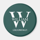Persoonlijk Bruidsjonker Monogram & Naam Magneet (Voorkant)