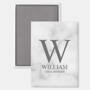 Persoonlijk Bruidsjonker Monogram & Naam Magneet