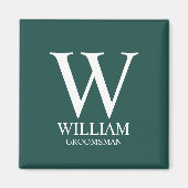 Persoonlijk Bruidsjonker Monogram & Naam Magneet (Voorkant)