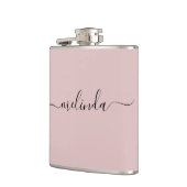 Persoonlijk bruidsmeisje cadeau pastel roze bruilo heupfles (Links)