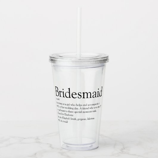Persoonlijk bruidsmeisje definitie cadeau acryl drinkbeker (Voorkant)
