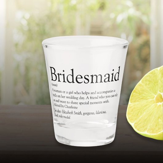 Persoonlijk bruidsmeisje definitie cadeau shot glas