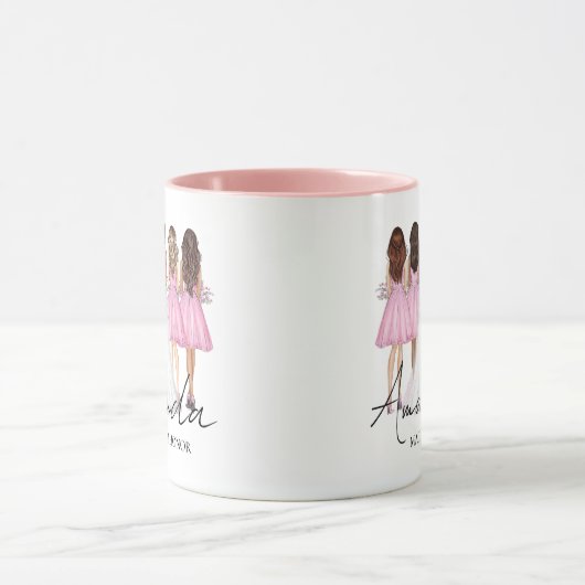 Persoonlijk bruidsmeisje geschenk met eigen naam mok (Midden)