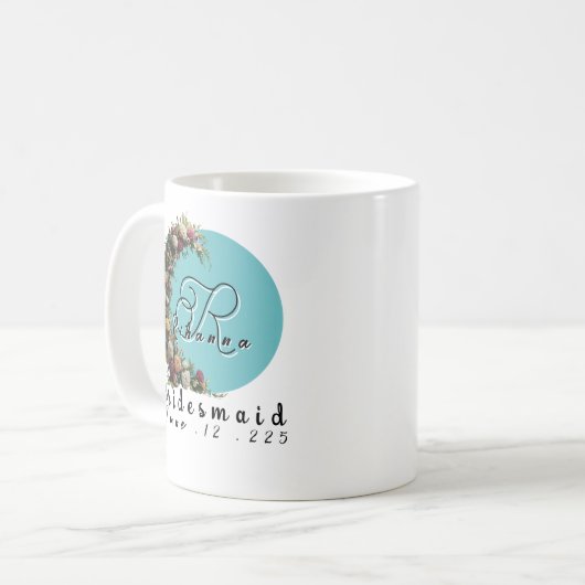 persoonlijk bruidsmeisje monogram bruidsmeisjes koffiemok (Voorkant links)