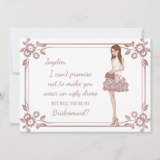 Persoonlijk bruidsmeisje-voorstel voor glamourmeis kaart (Voorkant)