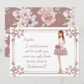 Persoonlijk bruidsmeisje-voorstel voor glamourmeis kaart (Voorkant / Achterkant)