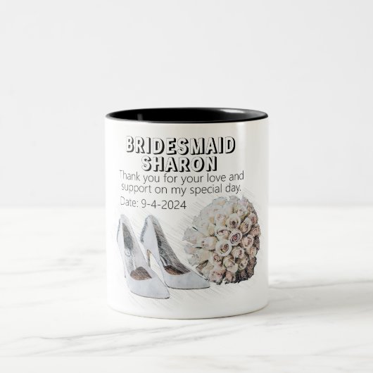 Persoonlijk bruidsmeisjes cadeau tweekleurige koffiemok (Center)