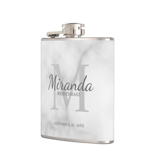 Persoonlijk bruidsmeisjesmonogram en naam heupfles (Links)
