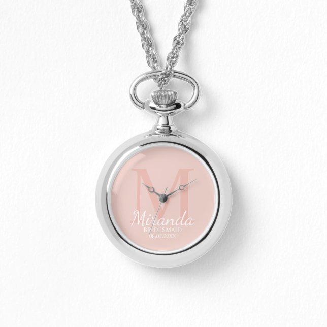 Persoonlijk bruidsmeisjesmonogram en naam horloge (Voorkant)
