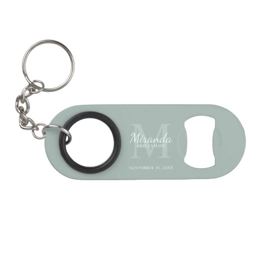 Persoonlijk bruidsmeisjesmonogram en naam mini flessenopener (Voorkant (Horizontaal))