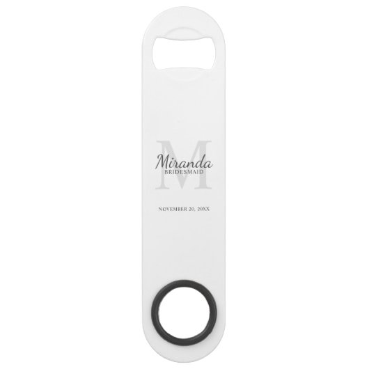 Persoonlijk bruidsmeisjesmonogram en naam speed flessenopener (Voorkant)