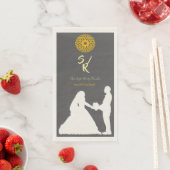 Persoonlijk Bruidspaar Silhouet Monogram Servet (Insitu)