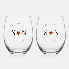 Persoonlijk Bruiloft Monogram in de Vorm van een H Wijnglas Zonder Voet