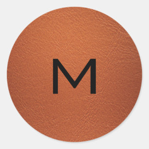 Persoonlijk bruin elegant leder uitzien  ronde sticker