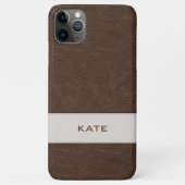 Persoonlijk bruin faux-leder Case-Mate iPhone case (Achterkant)