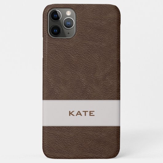 Persoonlijk bruin faux-leder Case-Mate iPhone case (Achterkant)