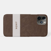 Persoonlijk bruin faux-leder Case-Mate iPhone case (Achterkant (horizontaal))